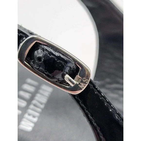 Stuart Weitzman Black Patent Leather Peep Toes Strappy Heels Women's Size 9.5 M - Picture 9 of 15